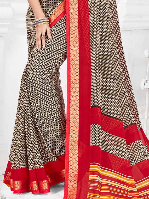 lace detailed printed saree with blouse - 17511384 - Zoom Image - 2