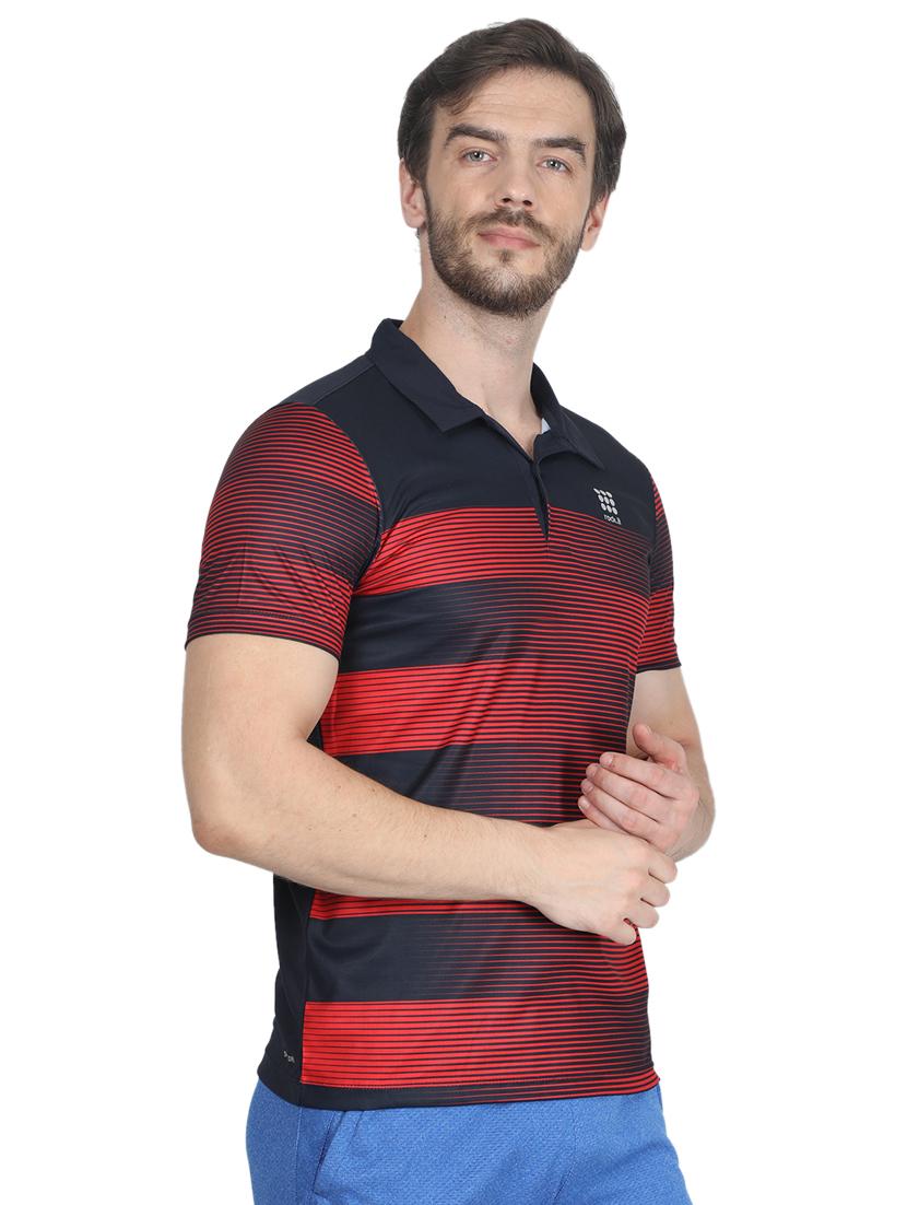 navy blue striped polo t-shirt - 17511642 - Zoom Image - 2