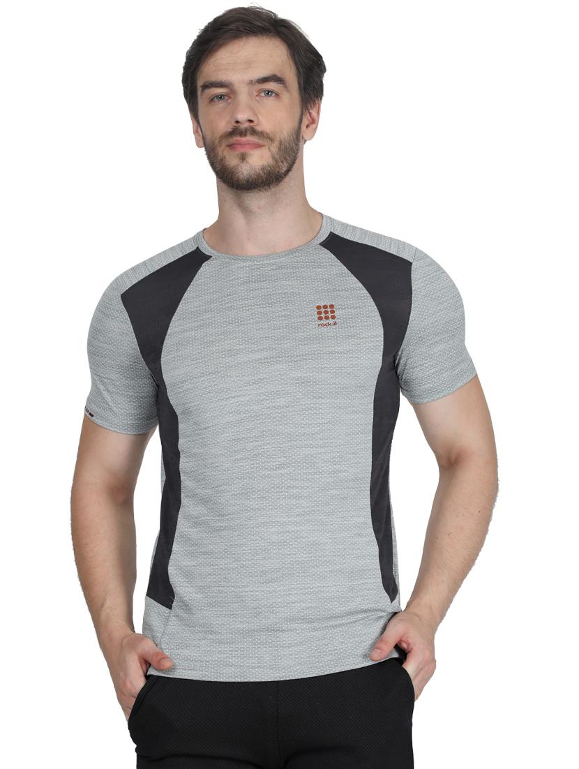 grey color block t-shirt - 17511646 - Zoom Image - 1