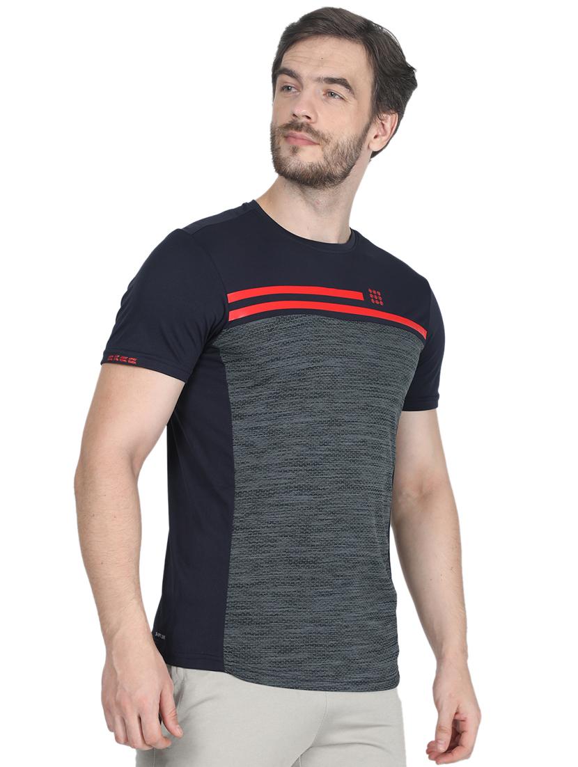 navy blue color block t-shirt - 17511647 - Zoom Image - 2