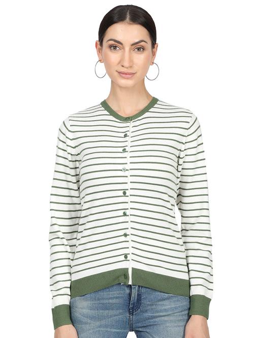 round neck striped cardigan - 17512474 - Standard Image - 1