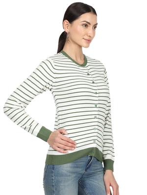 round neck striped cardigan - 17512474 - Standard Image - 2