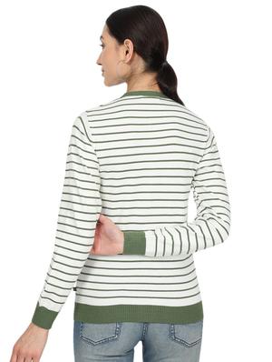 round neck striped cardigan - 17512474 - Standard Image - 3