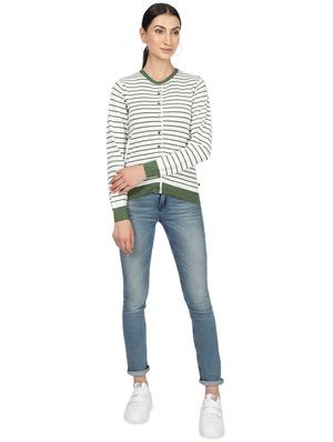 round neck striped cardigan - 17512474 - Standard Image - 4
