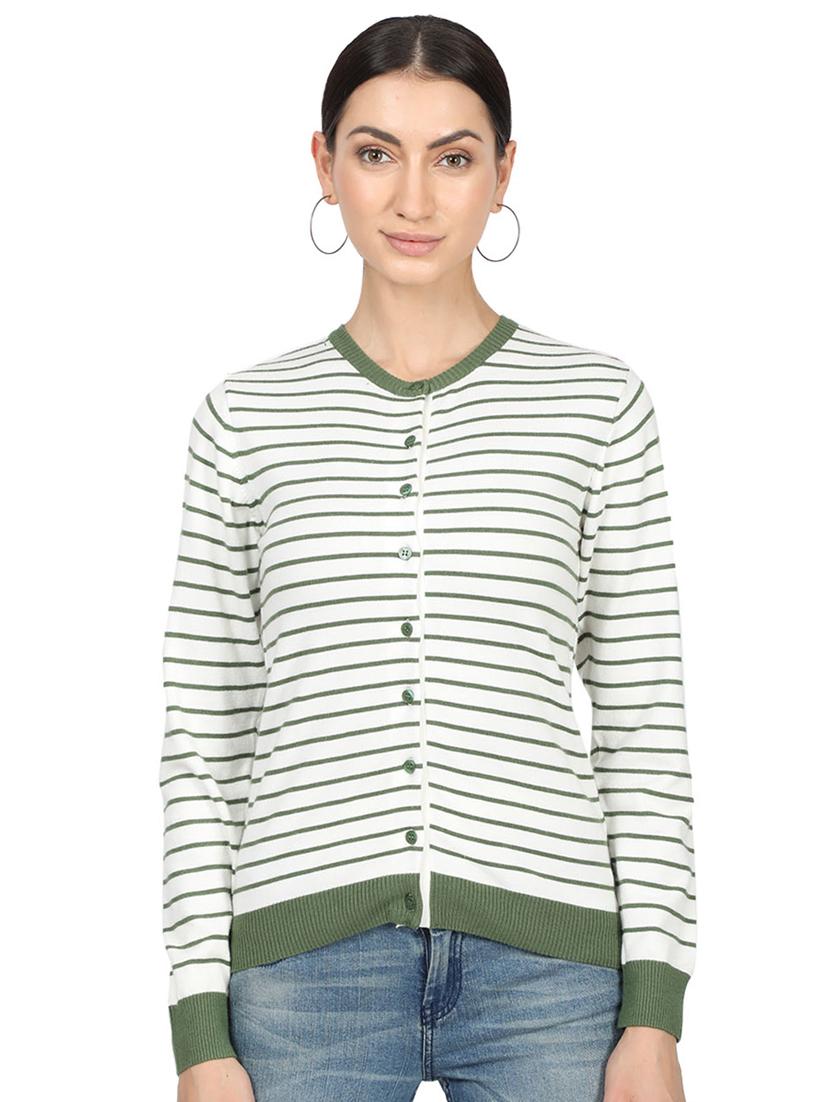 round neck striped cardigan - 17512474 - Zoom Image - 1