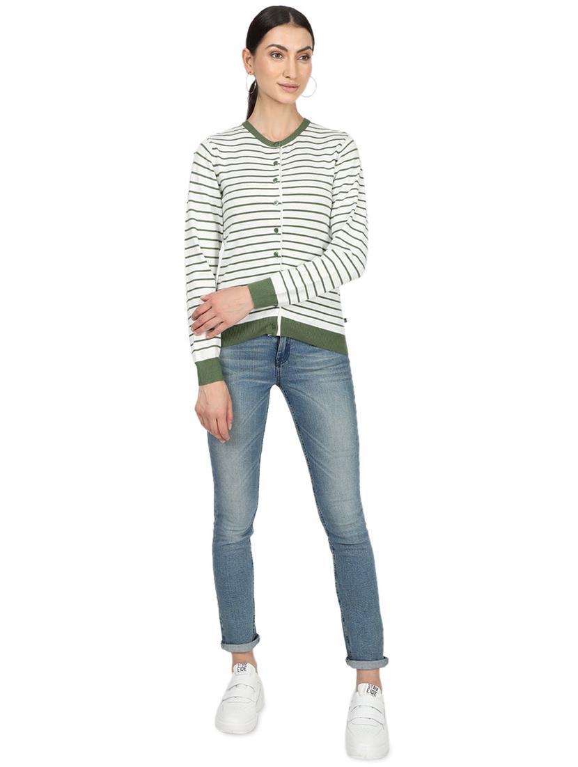 round neck striped cardigan - 17512474 - Zoom Image - 4