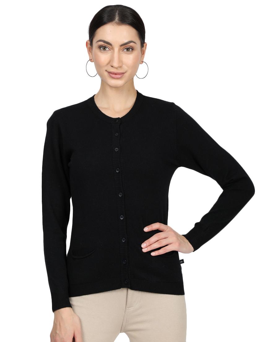 round neck woolen cardigan - 17512482 - Zoom Image - 1