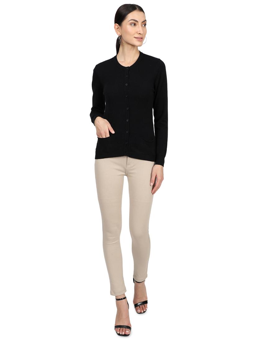 round neck woolen cardigan - 17512482 - Zoom Image - 4