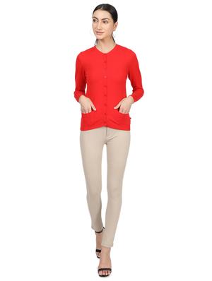 round neck woolen cardigan - 17512483 - Standard Image - 4