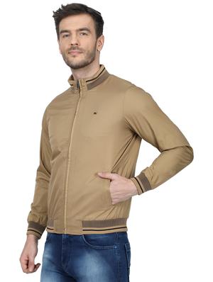 beige solid casual jacket - 17512609 - Standard Image - 2