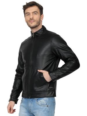 black solid biker jacket - 17512614 - Standard Image - 2