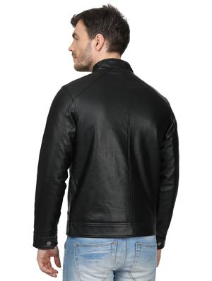 black solid biker jacket - 17512614 - Standard Image - 3