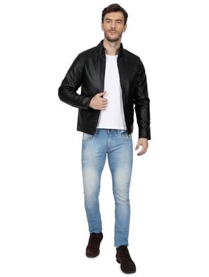 black solid biker jacket - 17512614 - Standard Image - 4