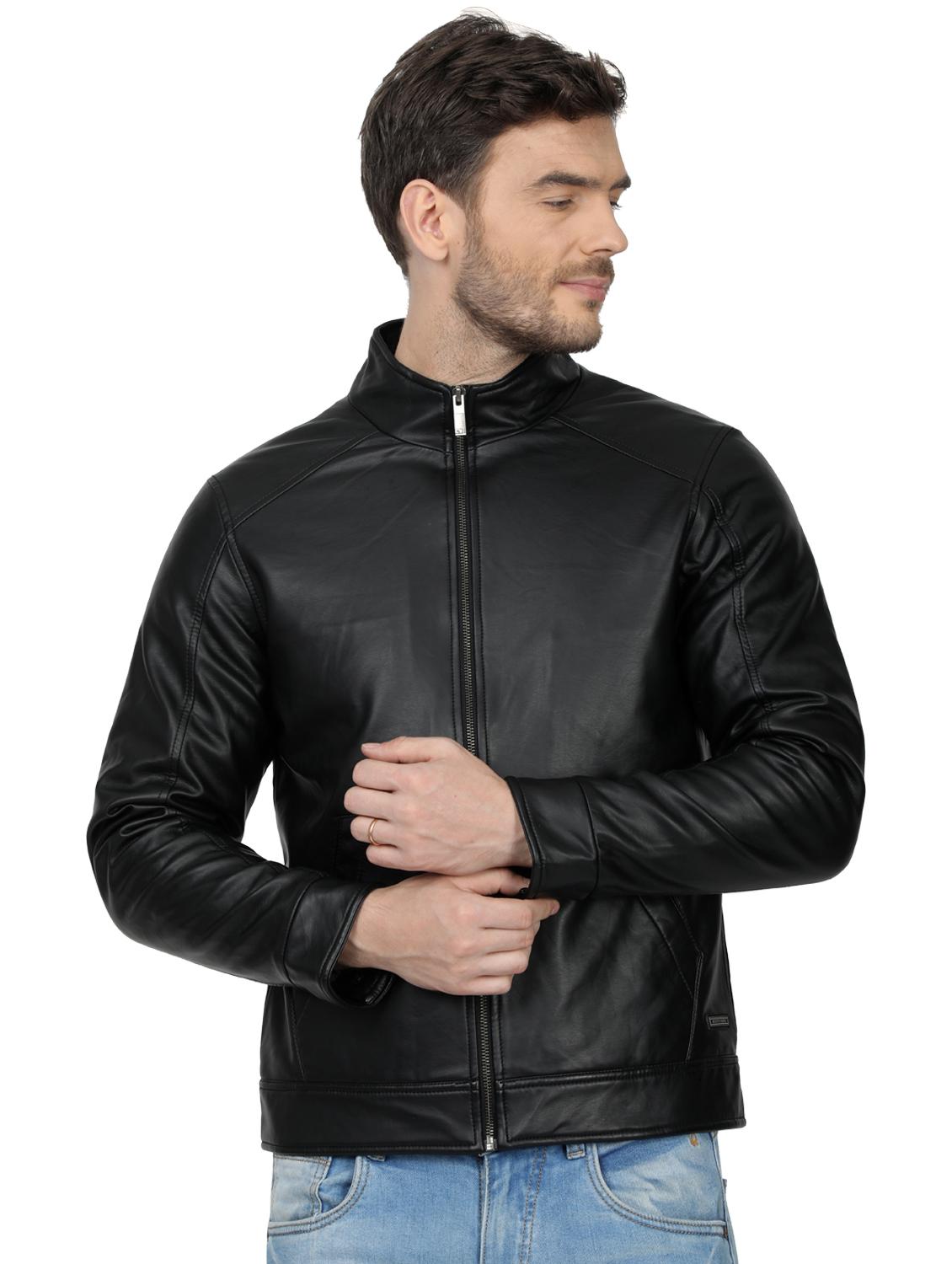 black solid biker jacket - 17512614 - Zoom Image - 1