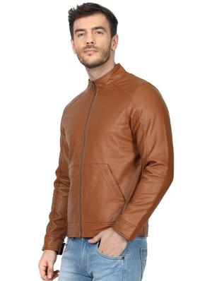 tan solid biker jacket - 17512616 - Standard Image - 2