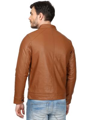 tan solid biker jacket - 17512616 - Standard Image - 3
