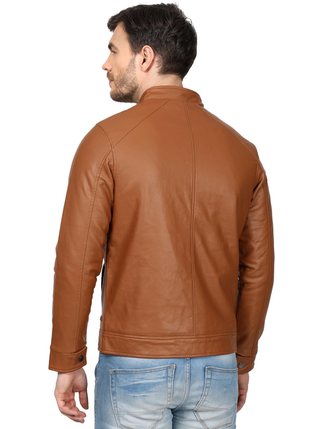 tan solid biker jacket - 17512616 - Zoom Image - 3