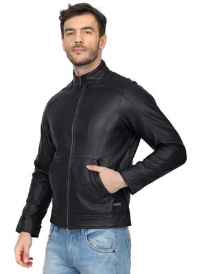black solid biker jacket - 17512617 - Standard Image - 2