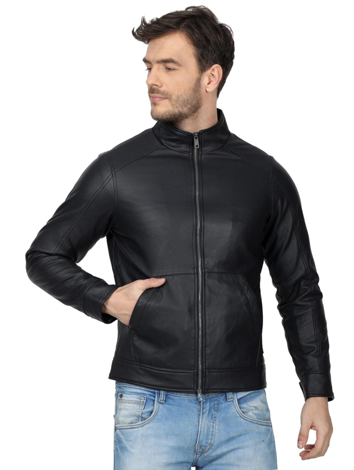 black solid biker jacket - 17512617 - Zoom Image - 1