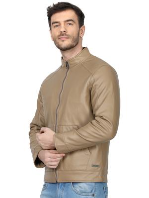 beige solid biker jacket - 17512618 - Standard Image - 2