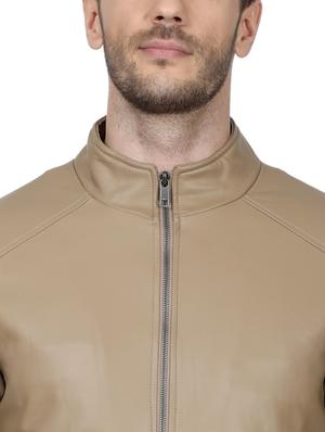 beige solid biker jacket - 17512618 - Standard Image - 5