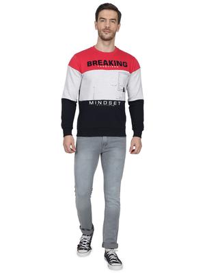 red printed color block cut & sew sweatshirt - 17512670 - Standard Image - 4