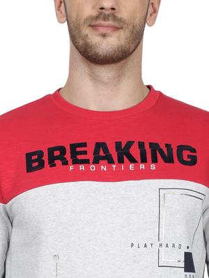 red printed color block cut & sew sweatshirt - 17512670 - Standard Image - 5