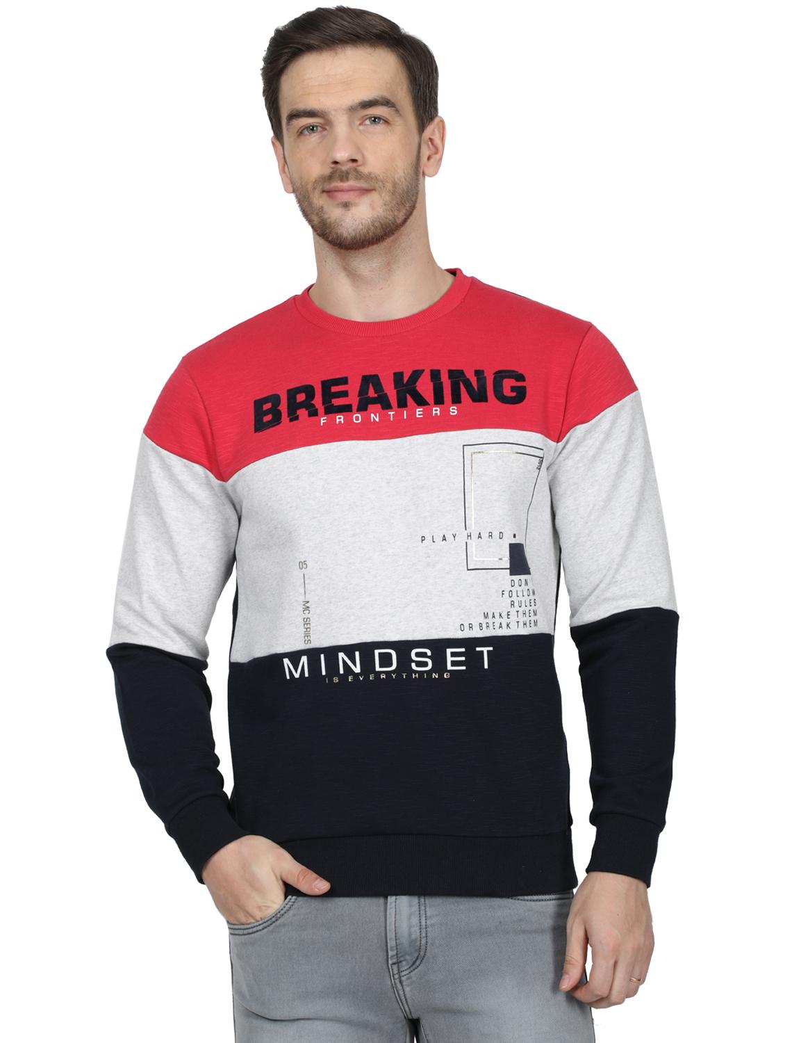 red printed color block cut & sew sweatshirt - 17512670 - Zoom Image - 1