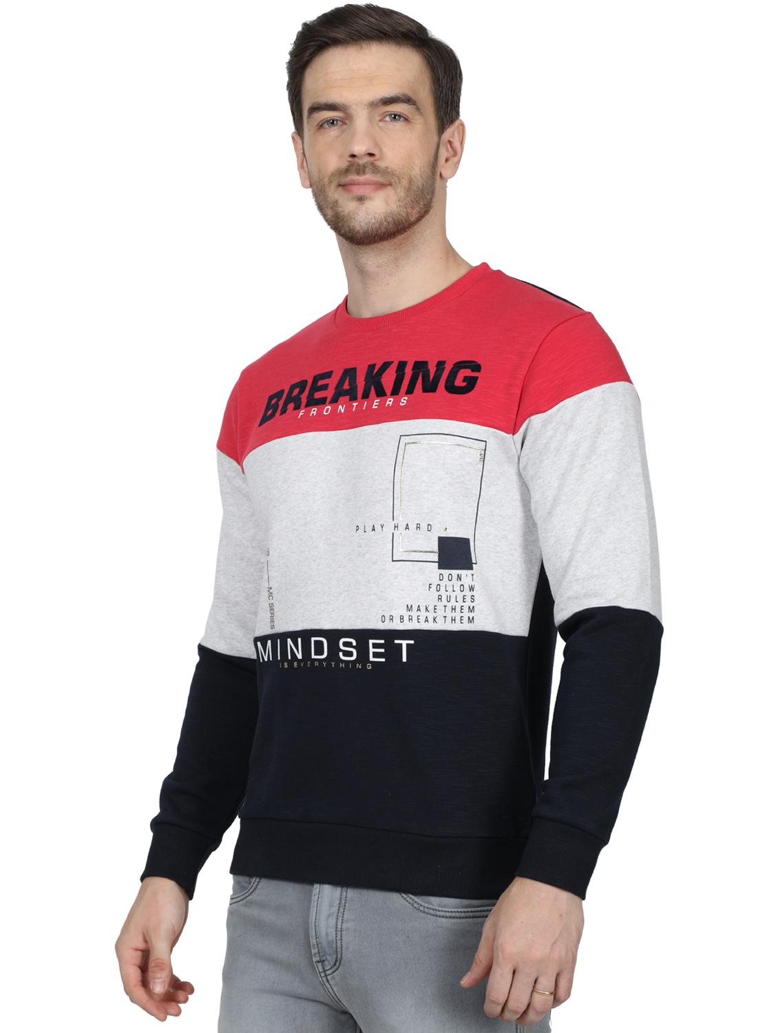 red printed color block cut & sew sweatshirt - 17512670 - Zoom Image - 2
