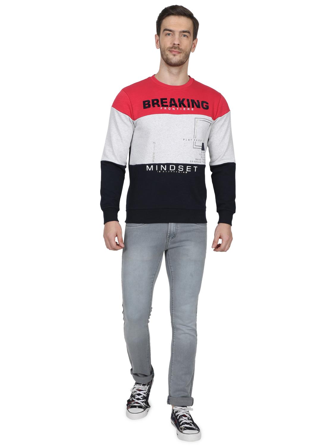 red printed color block cut & sew sweatshirt - 17512670 - Zoom Image - 4