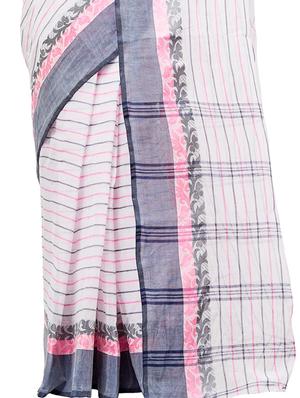 striped tant saree - 17513759 - Standard Image - 3