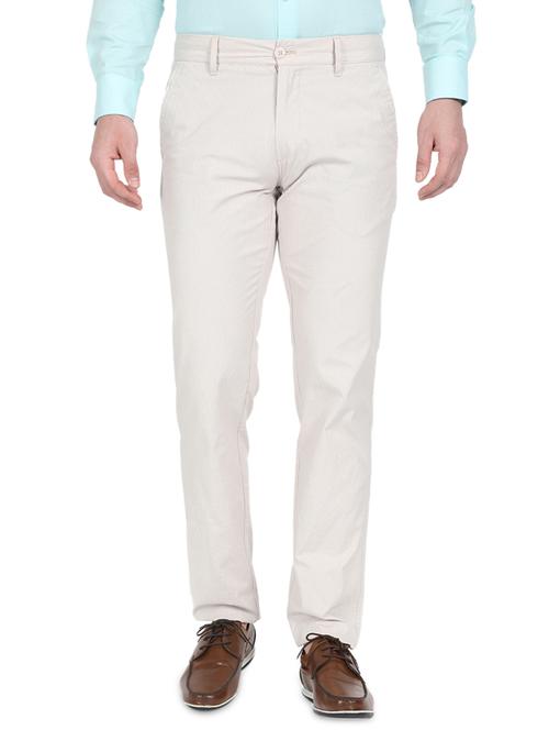 off white textured chinos - 17513805 - Standard Image - 1