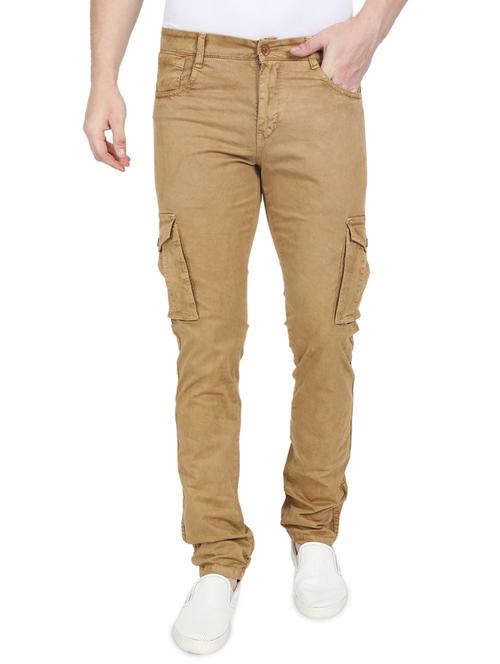 khaki solid cargos - 17513813 - Standard Image - 1