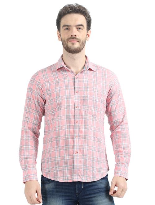 pink checkered casual shirt - 17513825 - Standard Image - 1