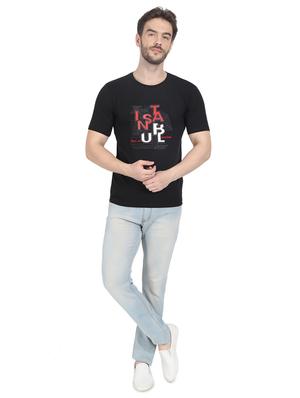 black chest print t-shirt - 17514067 - Standard Image - 4