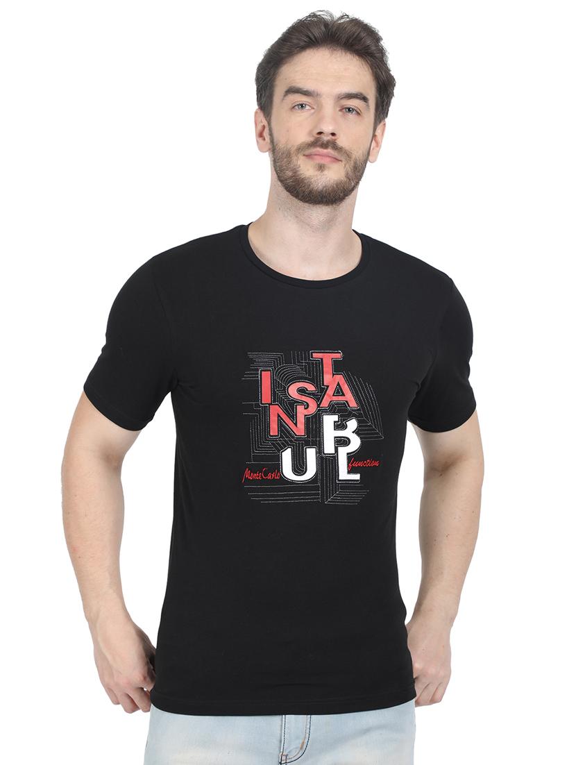 black chest print t-shirt - 17514067 - Zoom Image - 1