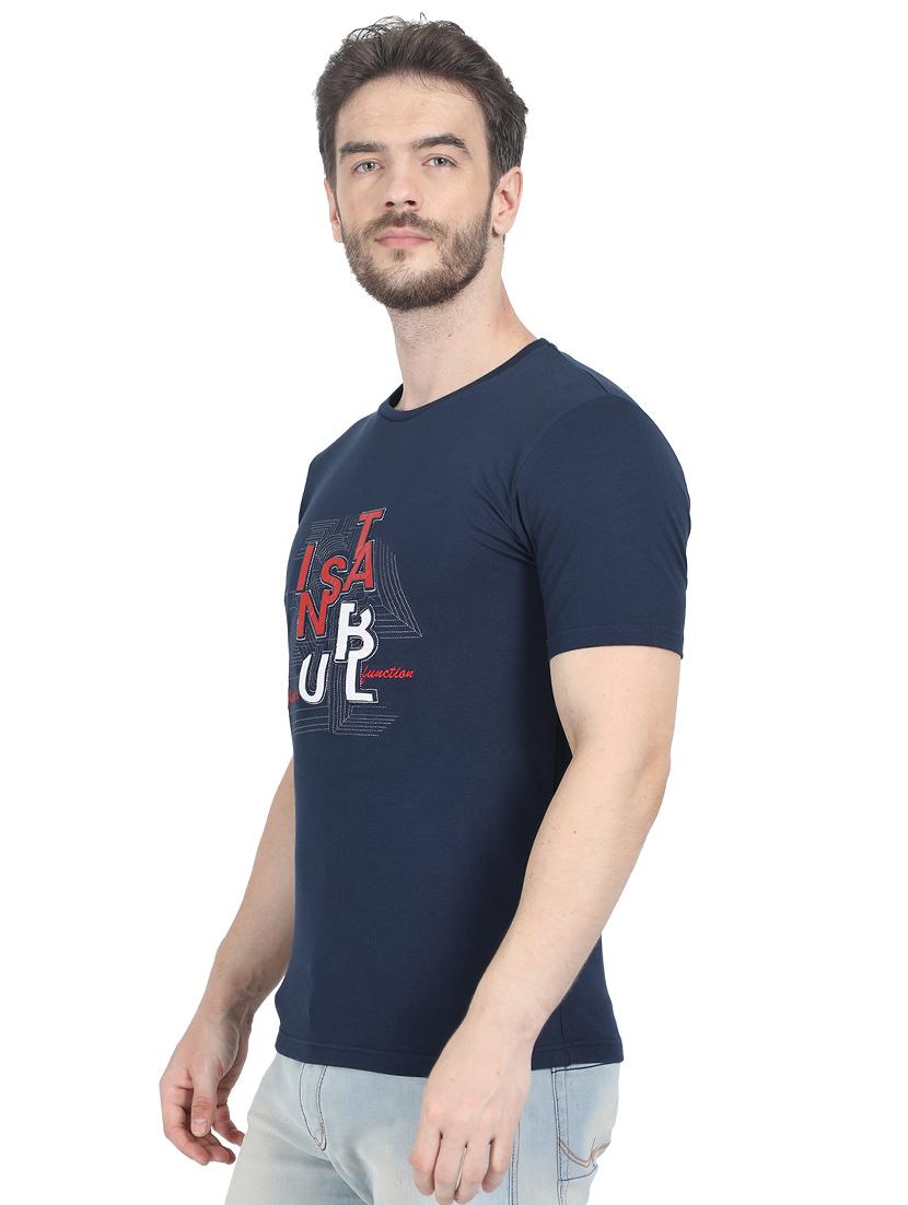 navy blue chest print t-shirt - 17514069 - Zoom Image - 2