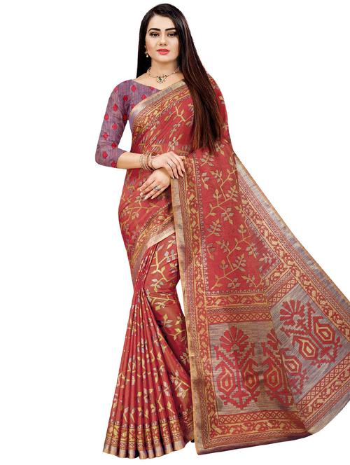 batik printed pochampalli saree with blouse - 17514174 - Standard Image - 1