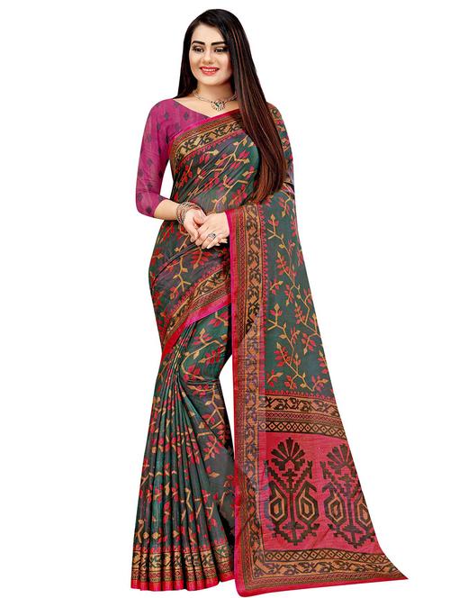 batik printed pochampalli saree with blouse - 17514177 - Standard Image - 1