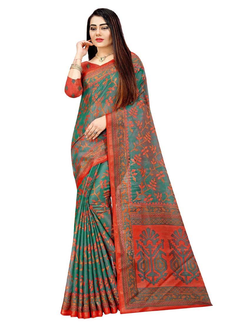 batik printed pochampalli saree with blouse - 17514179 - Zoom Image - 1