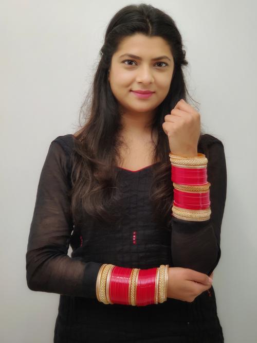 red bridal chura set - 17514221 - Standard Image - 1
