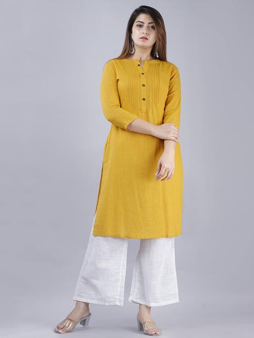solid pintucks straight kurta - 17514345 - Standard Image - 1