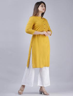 solid pintucks straight kurta - 17514345 - Standard Image - 2