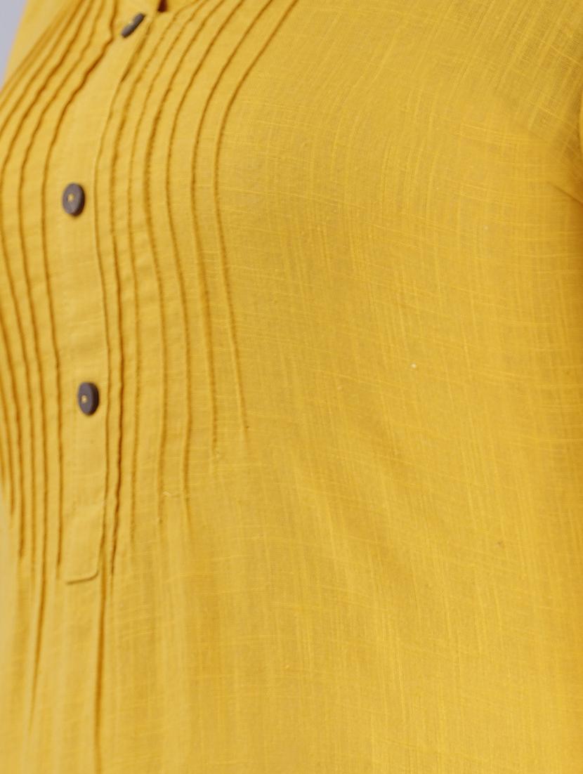 solid pintucks straight kurta - 17514345 - Zoom Image - 4