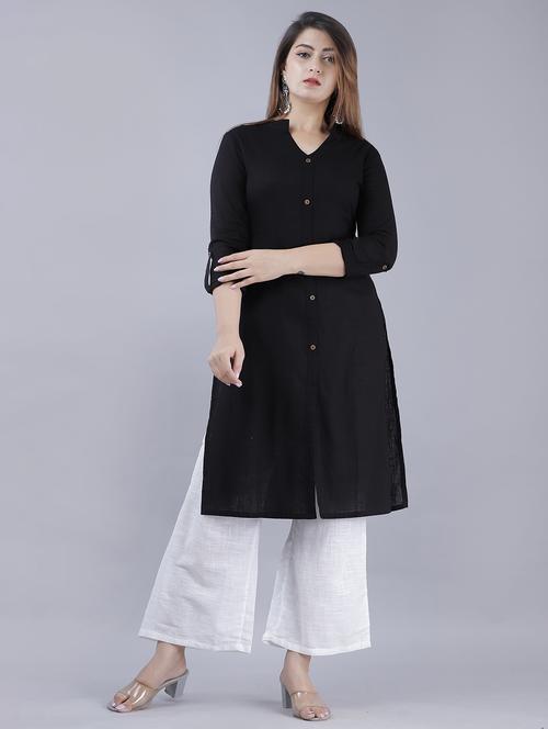 solid straight kurta - 17514347 - Very Small Image - 1