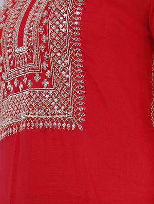 zari embroidered straight kurta - 17514358 - Standard Image - 4