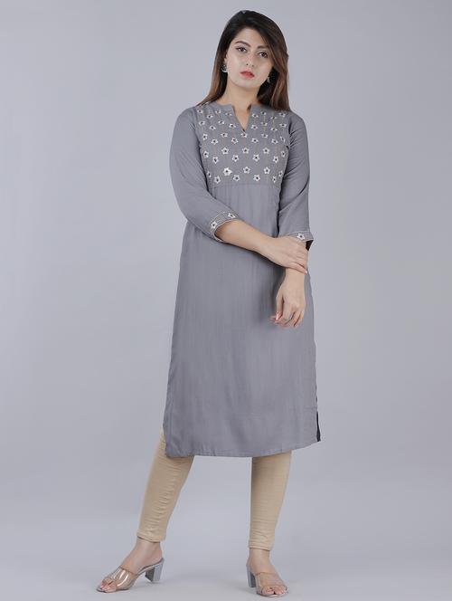 embroidered straight kurta - 17514409 - Standard Image - 1