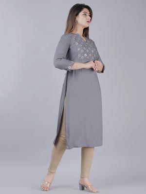 embroidered straight kurta - 17514409 - Standard Image - 2