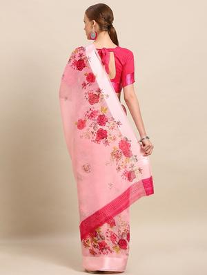 floral printed saree with blouse - 17514681 - Standard Image - 2
