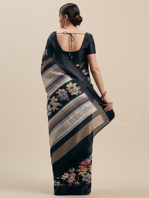 floral printed saree with blouse - 17514692 - Standard Image - 2